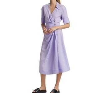 NWT Ganni Jacquard Floral Wrap Dress Size XS Lavander